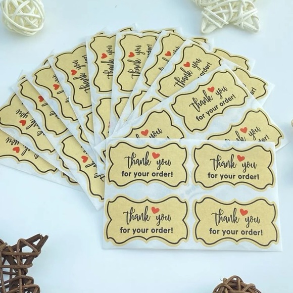 NWT Rustic Thank You for Your Order Labels / Stickers with Red Heart - Picture 4 of 5